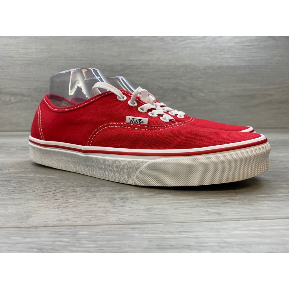 Vans Authentic Red Canvas Low Top Sneakers Men's 8.5 Atheltic Classic Shoes